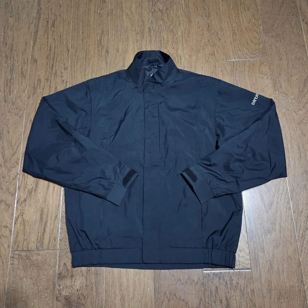 FootJoy DryJoys Windbreaker Jacket Mens M Black Golf Performance Full Zip